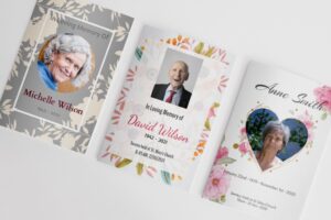 Examples of booklets from for funeral order of service printing