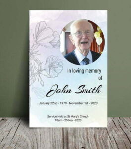 Colourful floral outline order of service (020) - Free Funeral Order of Service Template