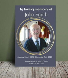 Blue and gold funeral order of service template 026 - Free Funeral Order of Service Template