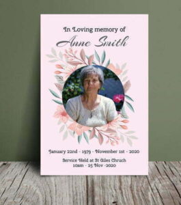 Pink blush floral funeral order of service 027 - Free Funeral Order of Service Template