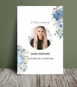 Blue flower funeral order of service 034 - Free Funeral Order of Service Template