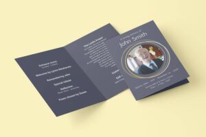 Blue and gold funeral order of service template 026 – Template Design