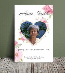 Pink floral funeral order of service (019) - Template Design