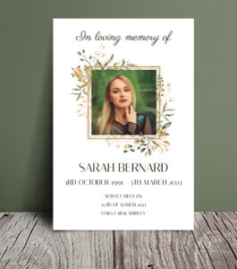 Floral frame funeral order of service 041 - Template Design