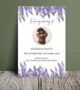 Purple order of service for funeral 044 - Template Design