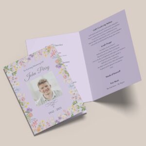 Order of service funeral lilac colour