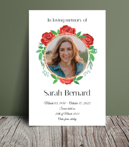 Red rose funeral order of service 061 - Free Funeral Order of Service Template