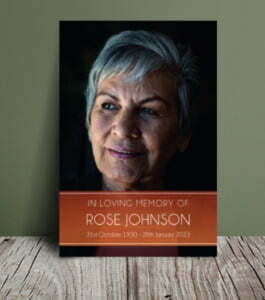 Rustic colour block funeral order of service 064