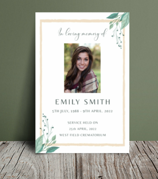 Calming floral funeral order of service 067 - Free Funeral Order of Service Template