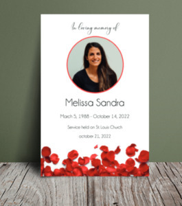 Red rose petals funeral order of service 069