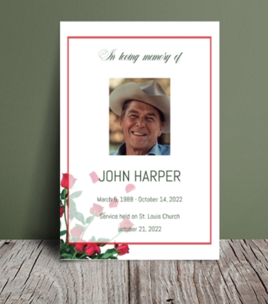 Rose petals order of service for funeral 070 - Free Funeral Order of Service Template