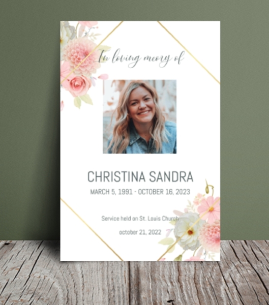 White rose and pink carnations funeral order of service 072 - Free Funeral Order of Service Template