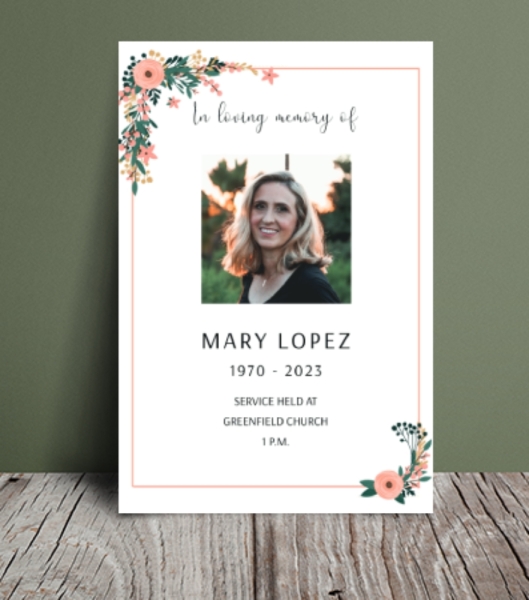 Floral illustration funeral order of service 076 - Free Funeral Order of Service Template