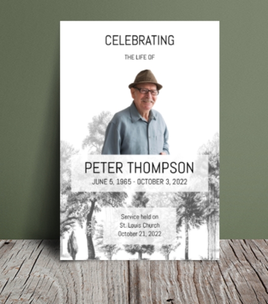 Trees sketch background funeral order of service 091 - Free Funeral Order of Service Template