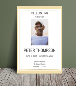 Yellow and white frame funeral order of service 092 - Template Design