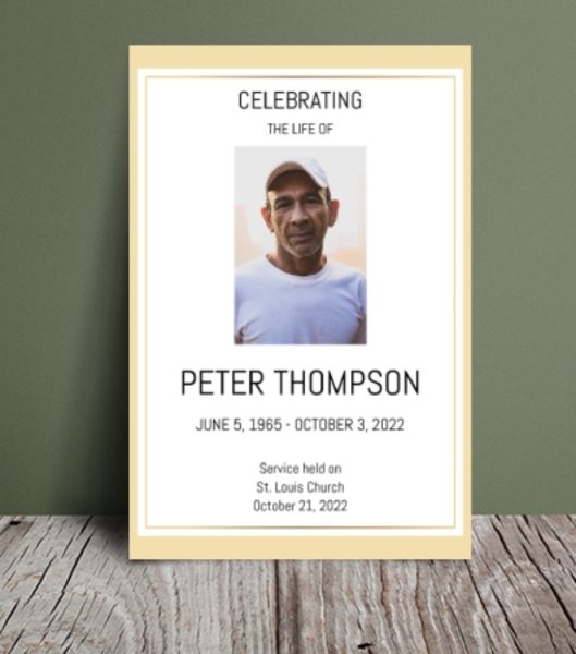 Yellow and white frame funeral order of service 092 - Free Funeral Order of Service Template