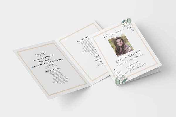 Calming floral funeral order of service 067