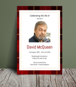 Scottish Tartan funeral order of service 096 - Template Design
