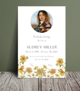 Editable sunflower funeral order of service 108 - Template Design