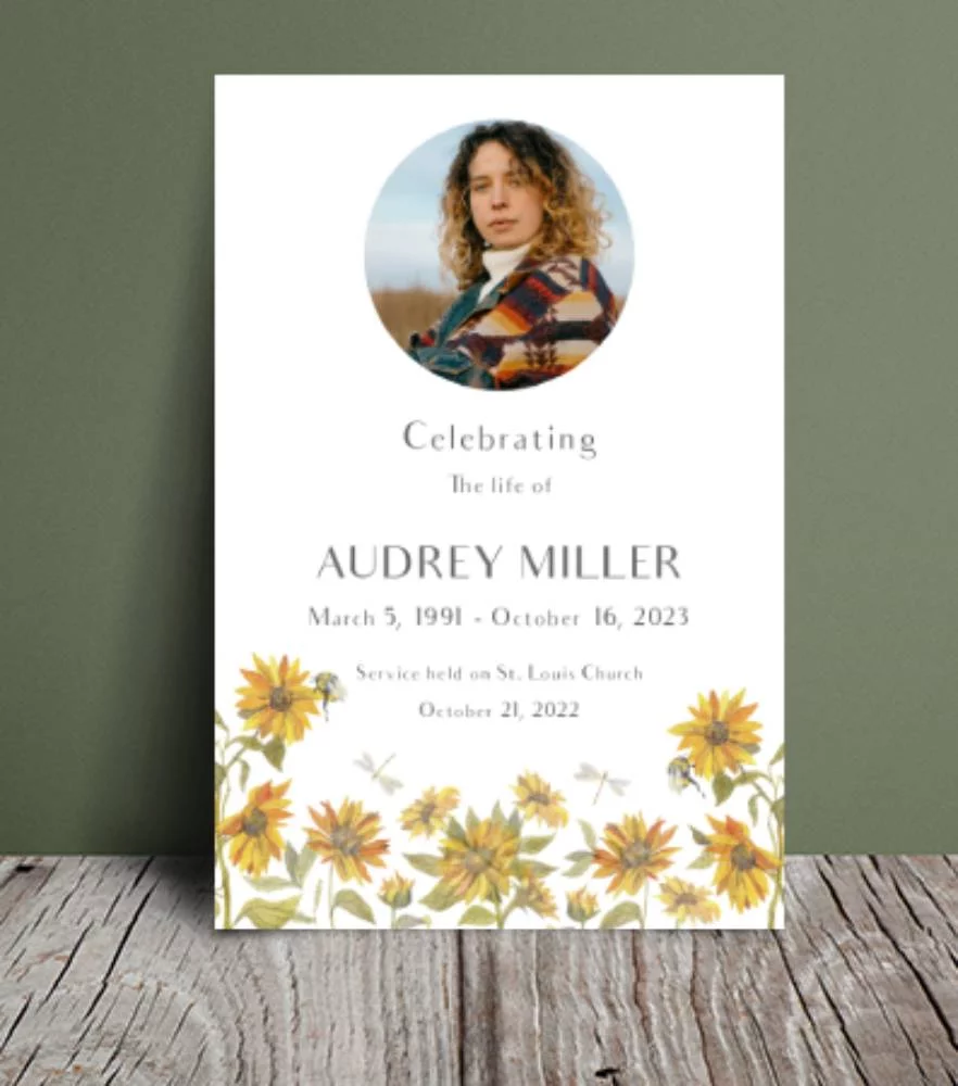 Multicolor Floral Funeral Program Template