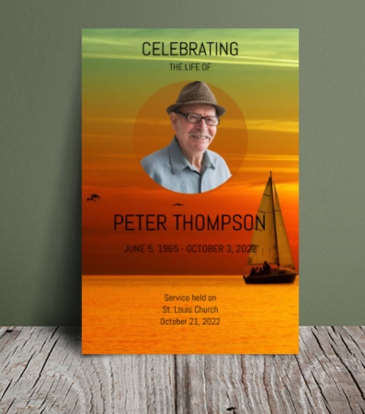 Sailing boat in sunset funeral order of service 109 - Free Funeral Order of Service Template