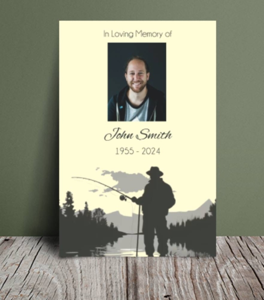 Silhouettes of fishing by lake funeral order of service 113 - Free Funeral Order of Service Template