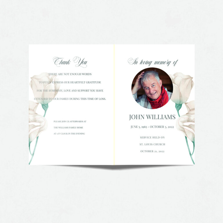 Printed funeral order of service from your PDF and JPEG files