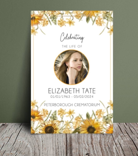 Sunflower funeral order of service 121 - Free Funeral Order of Service Template