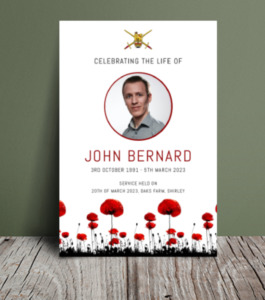 Poppy flowers funeral order of service template 127
