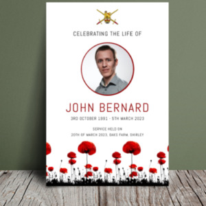 Poppy flowers funeral order of service template 127