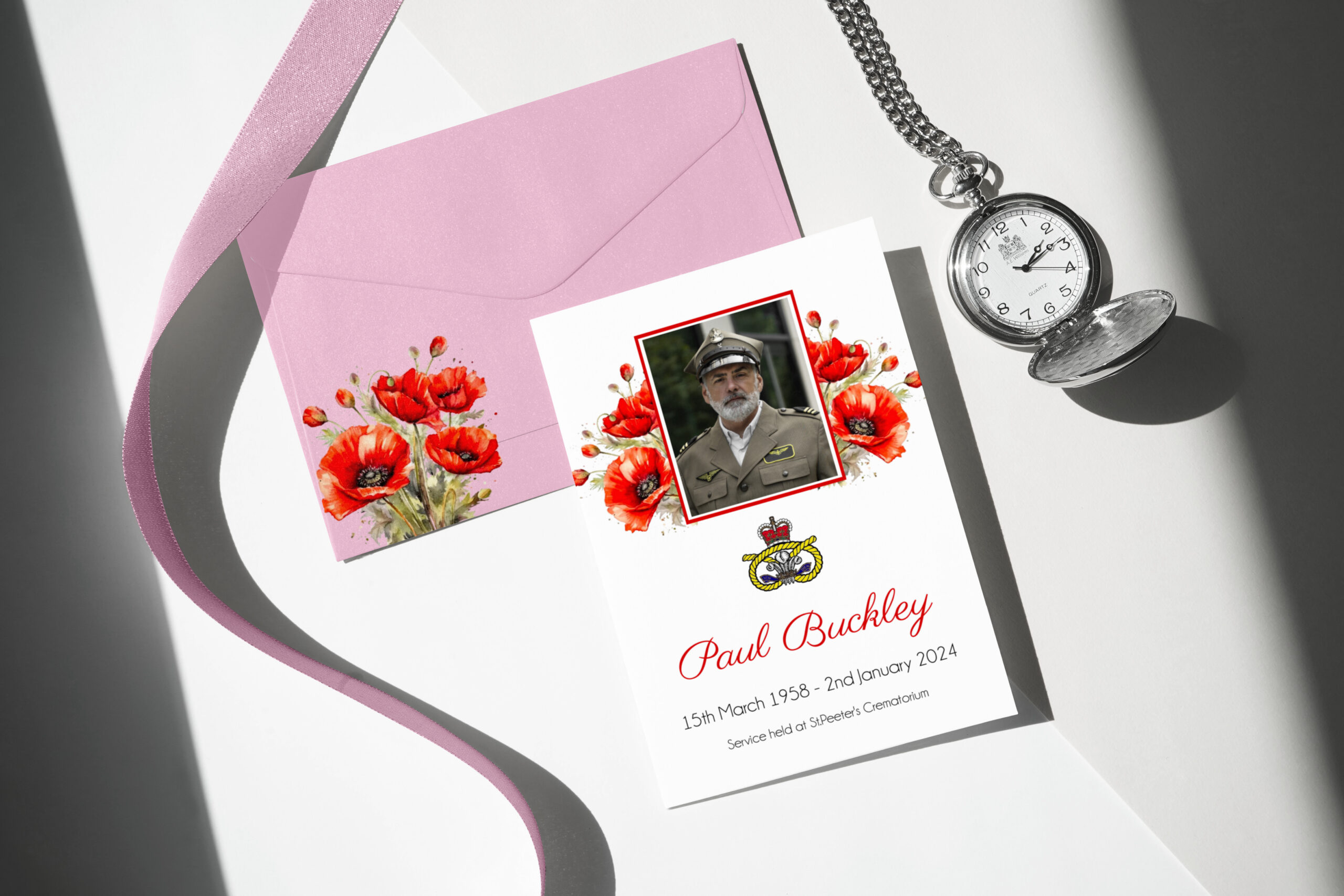 Beautiful Poppies funeral order of service template 2025