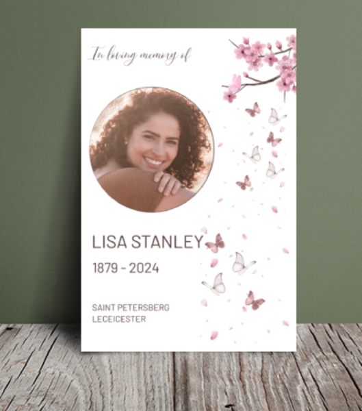 Blossom and butterflies funeral order of service template 134 - Free Funeral Order of Service Template