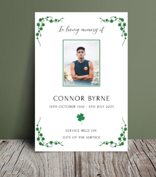 Irish Shamrock funeral order of service template 133 - Free Funeral Order of Service Template