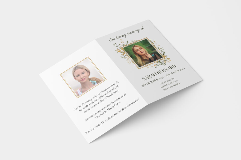 card printing funeral