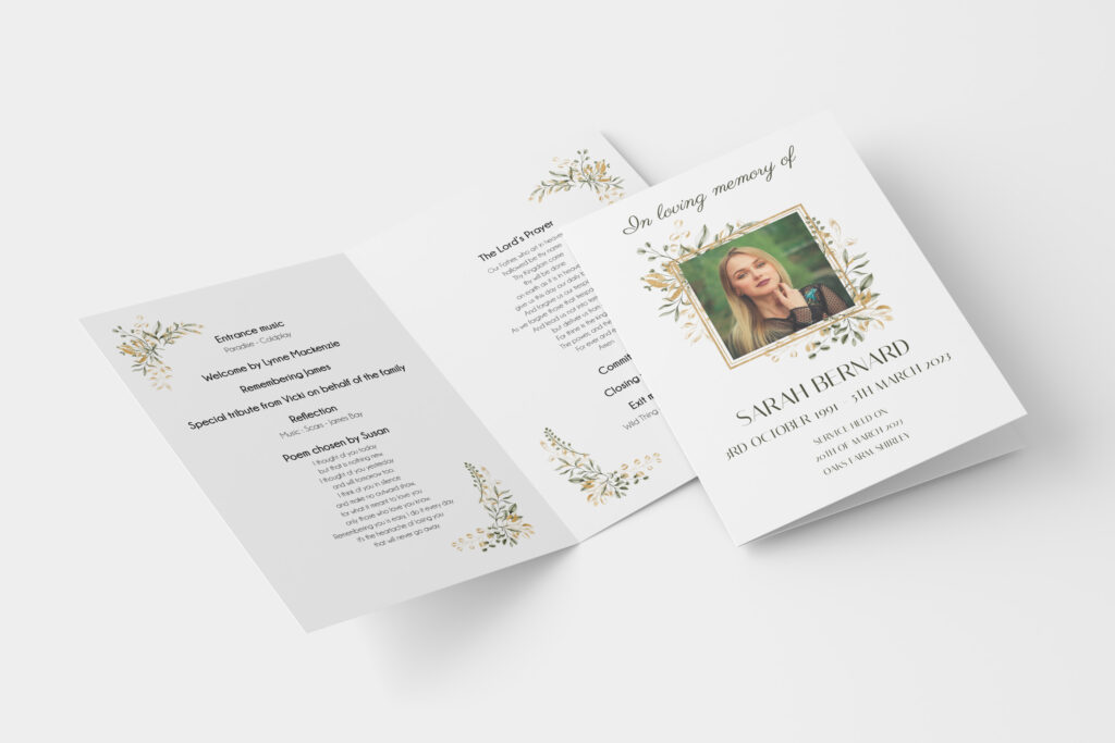 funeral service programme printing