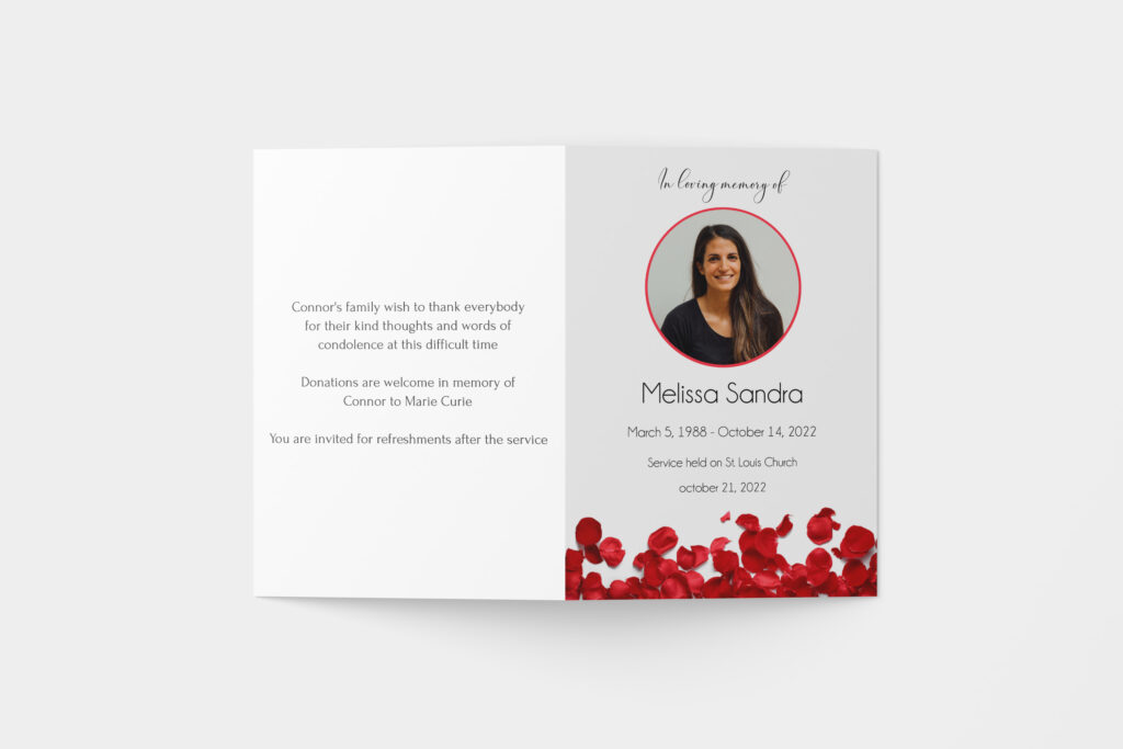 memorial programme printing