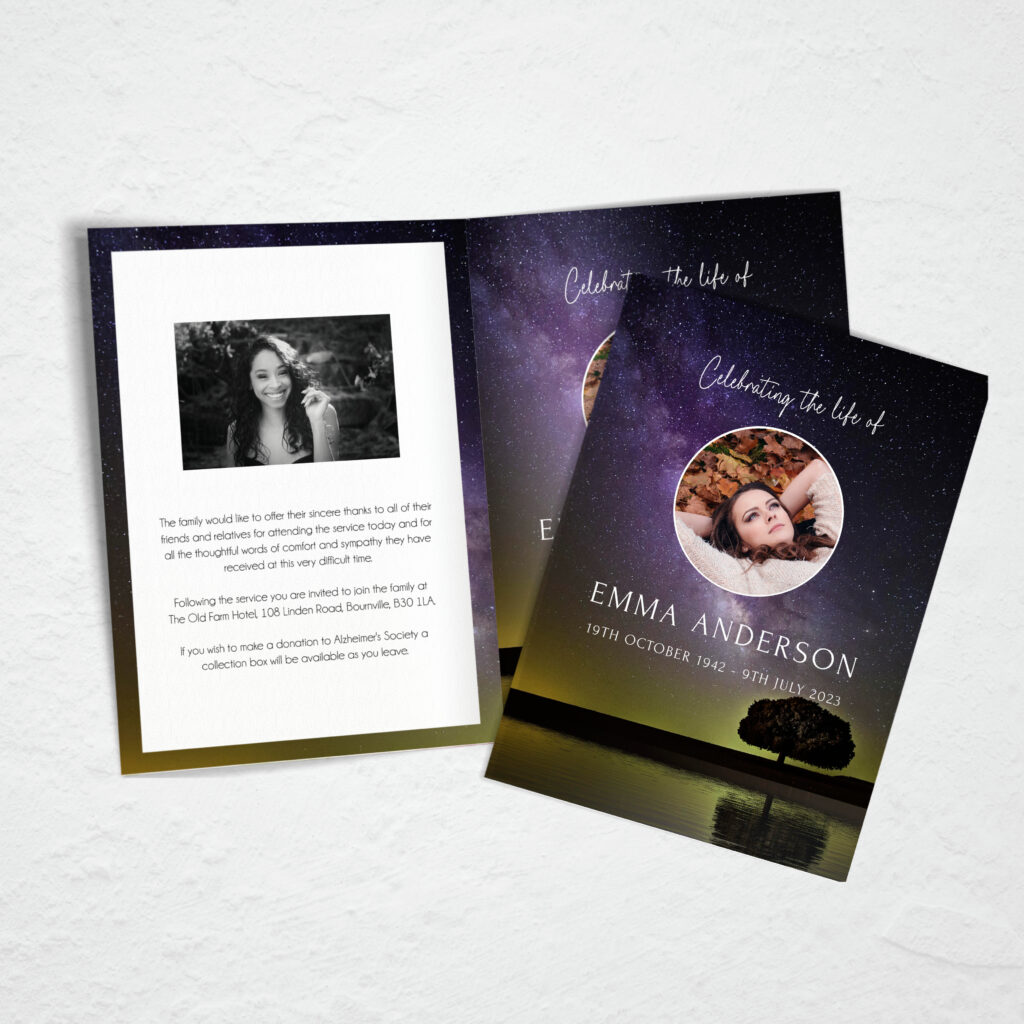 memorial service card printing