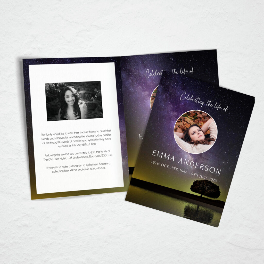 memorial service card printing