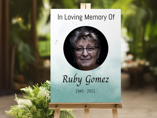 Aqua funeral memorial sign (002) - Free Funeral Order of Service Template