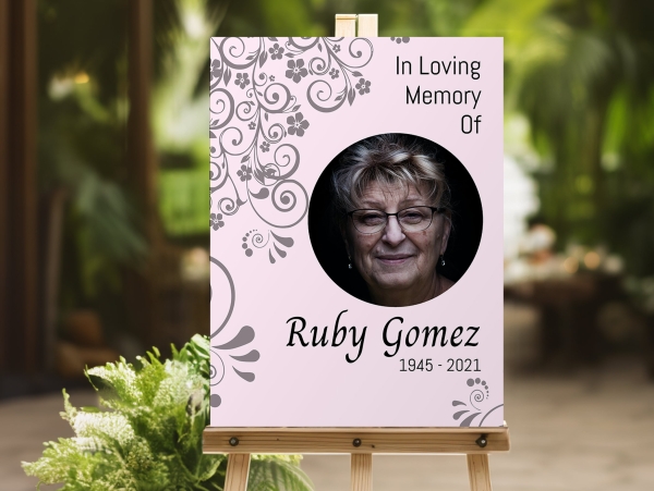 Funeral memorial sign swirls (003) - Free Funeral Order of Service Template