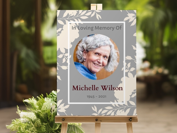 Floral shadow funeral memorial sign (004) - Free Funeral Order of Service Template