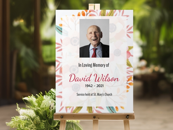 Floral background funeral memorial sign (006) - Free Funeral Order of Service Template