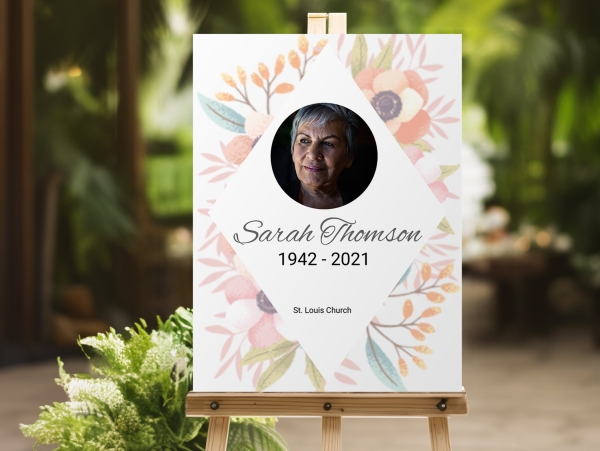 Geometrical floral funeral memorial sign (008) - Free Funeral Order of Service Template