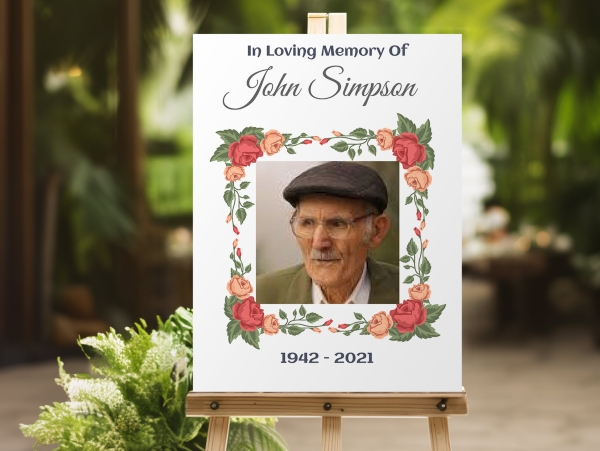 Floral frame funeral memorial sign (010) - Free Funeral Order of Service Template