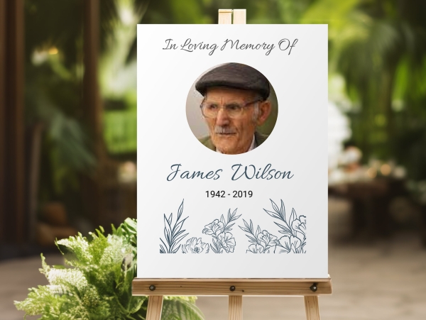 Simple floral outline funeral memorial sign (013) - Free Funeral Order of Service Template