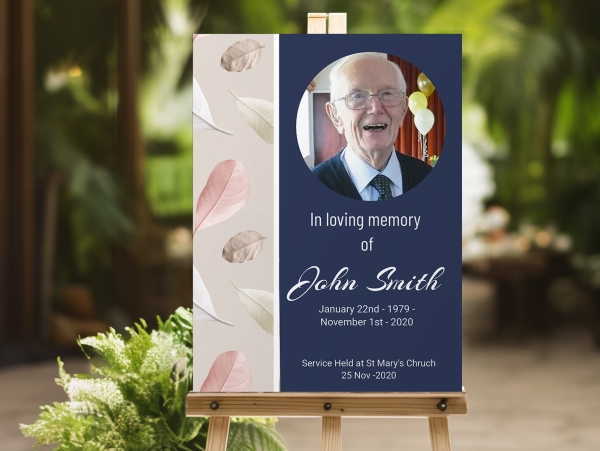 Editable geometrical funeral memorial sign (014) - Free Funeral Order of Service Template