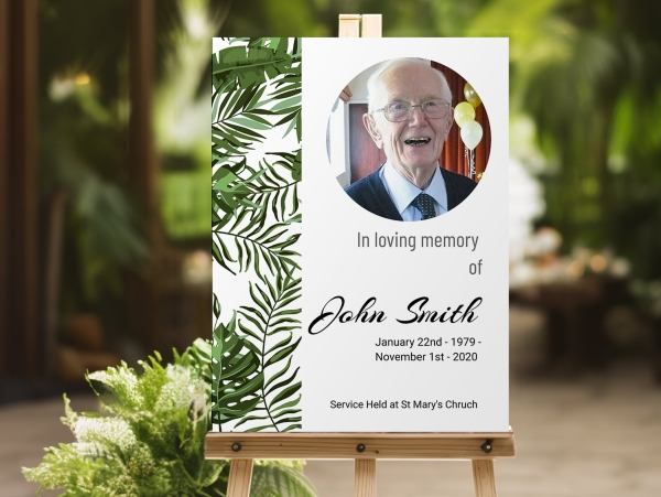 Greenery funeral memorial sign (016) - Free Funeral Order of Service Template
