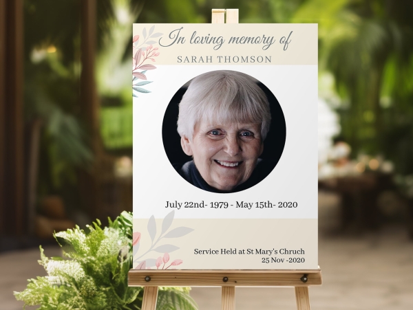 Beige funeral memorial sign (017) - Free Funeral Order of Service Template