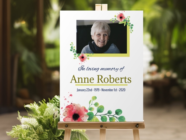 Floral funeral memorial sign (018) - Free Funeral Order of Service Template