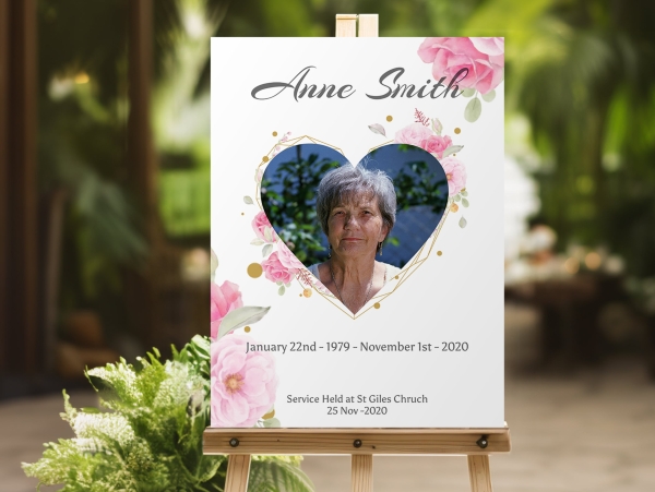 Pink floral funeral memorial sign (019) - Free Funeral Order of Service Template